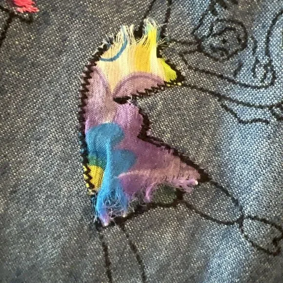 New Directions Women’s Chambray Button Up Shirt 3X Embroidered Dancing Girl Tree - Picture 7 of 7